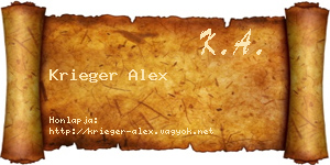 Krieger Alex névjegykártya